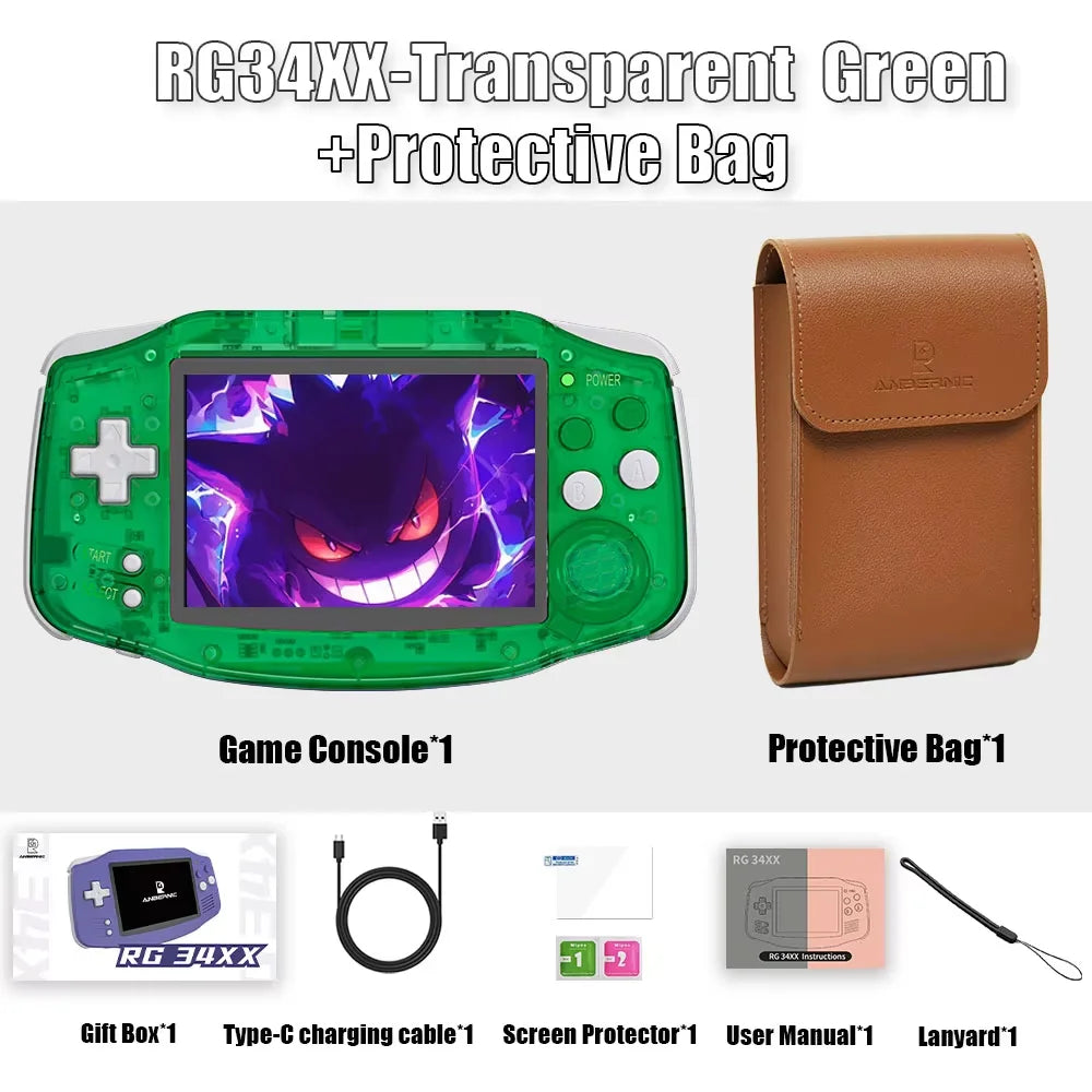 ANBERNIC RG34XX Console de Jeu Portable Rétro – Écran IPS 3.4'' HD | Linux, WiFi, Bluetooth, PSP