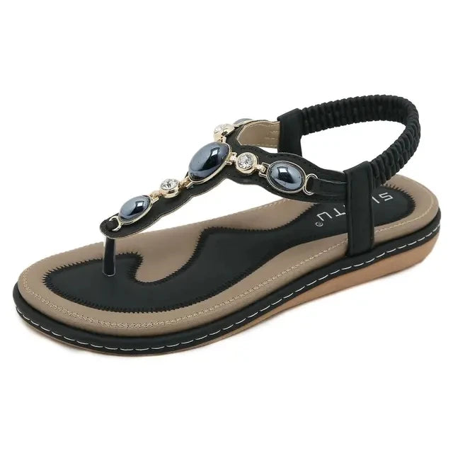 Sandales Bohème Plage Femme Flats 2025 – Casual Loisirs Grande Taille 36-42