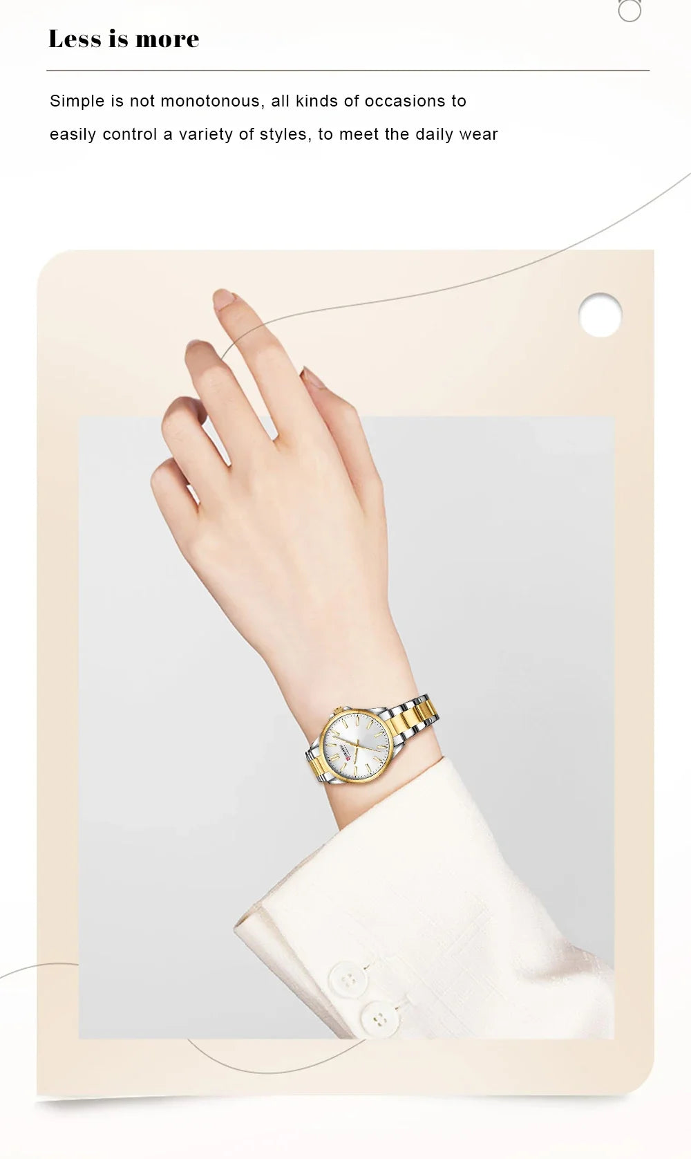 Montre Femme CURREN Fashion Casual Quartz – Acier Inoxydable Cadran Rond Simple Élégante