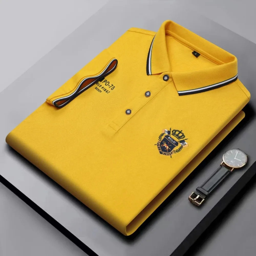 Polo Homme Manches Courtes Coton Broderie Luxe Col Revers Anti-Froissable Léger Été – Casual Élégant Premium | Mode Homme Tendance