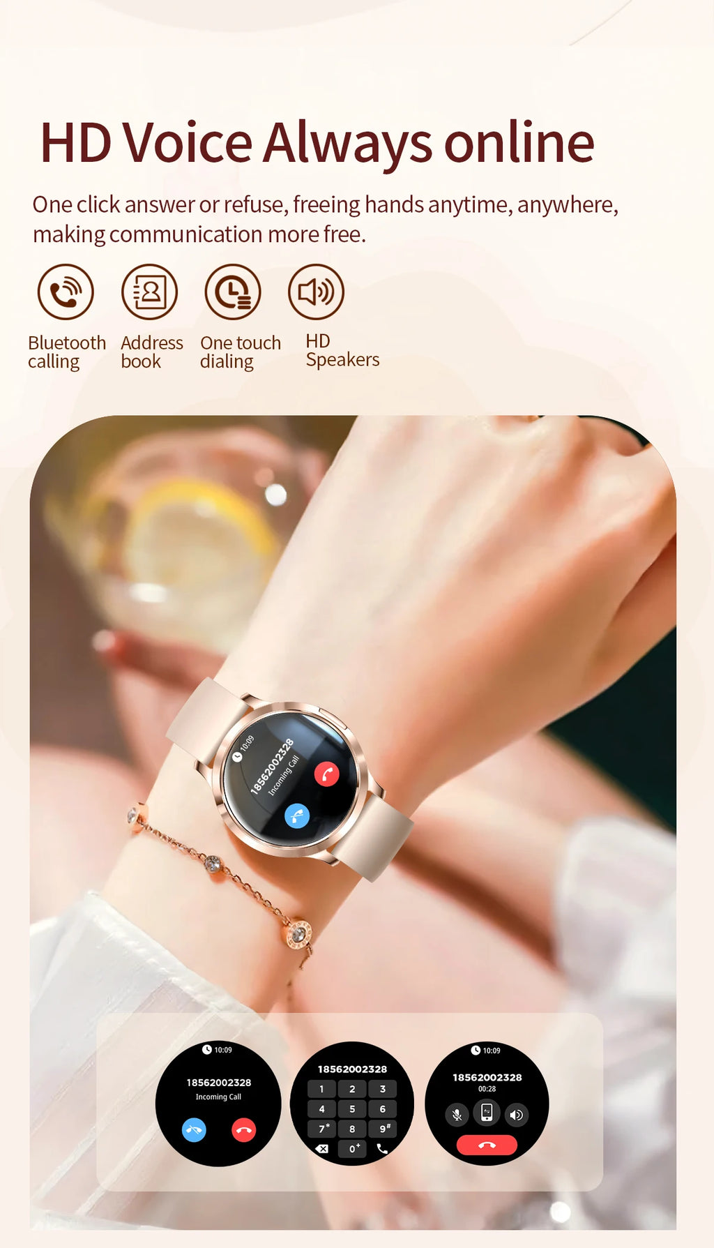 Smartwatch AMOLED 1.32" Unisexe 2025 – Cadran Personnalisable, Appels Bluetooth & Suivi Cardio | Sport & Fitness | Homme & Femme