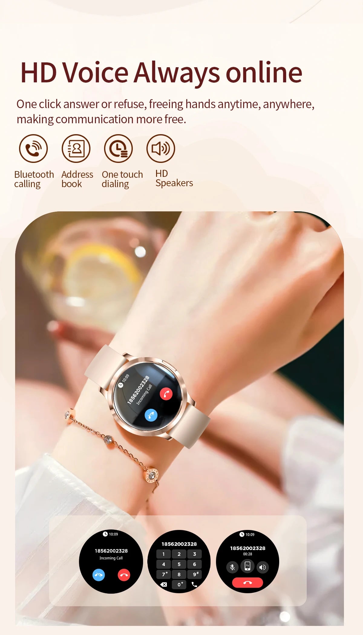 Smartwatch AMOLED 1.32" Unisexe 2025 – Cadran Personnalisable, Appels Bluetooth & Suivi Cardio | Sport & Fitness | Homme & Femme