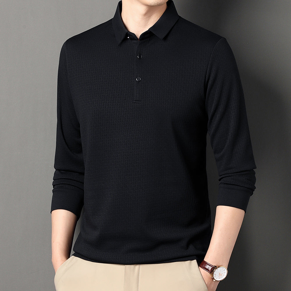 Polo Homme Manches Longues Ajourné Respirant Business Fashion Golf Élégant Grande Taille 4XL Intemporel Confortable – Polo Ajourné Premium Manches Longues Golf | Mode Homme Business Golf Premium