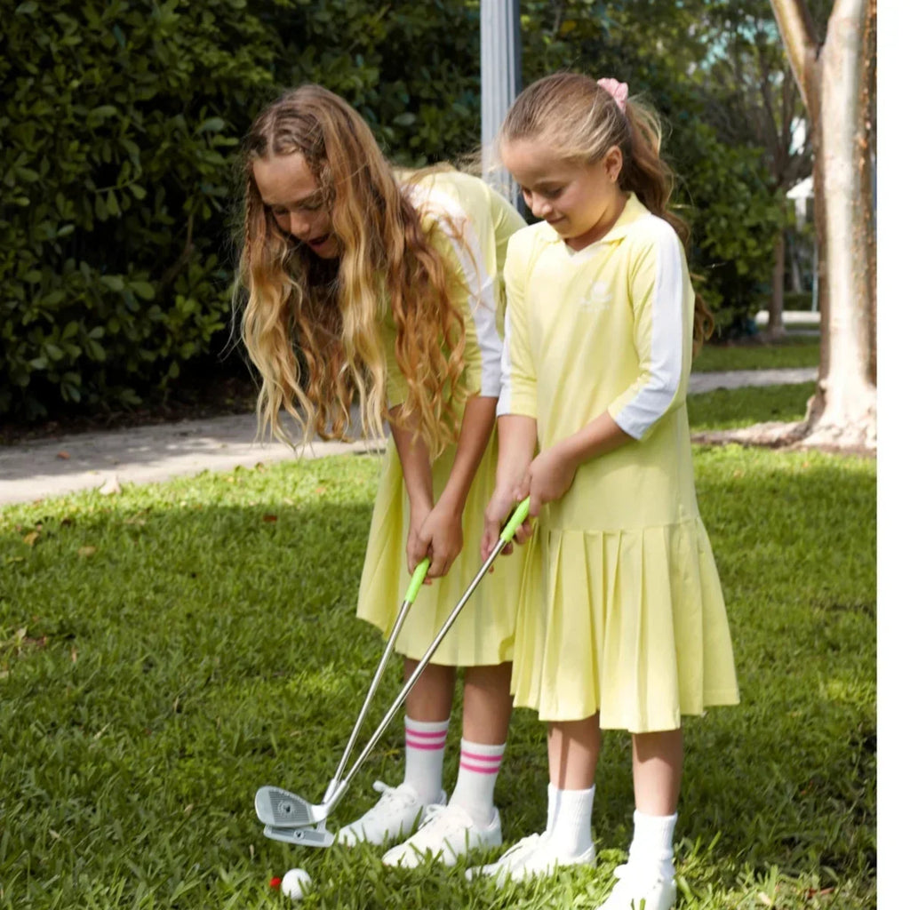 Tenue Golf Enfant Coton Plissé Unisexe – Ensemble Chemise Robe Sport Casual Famille Assortie SS 2025