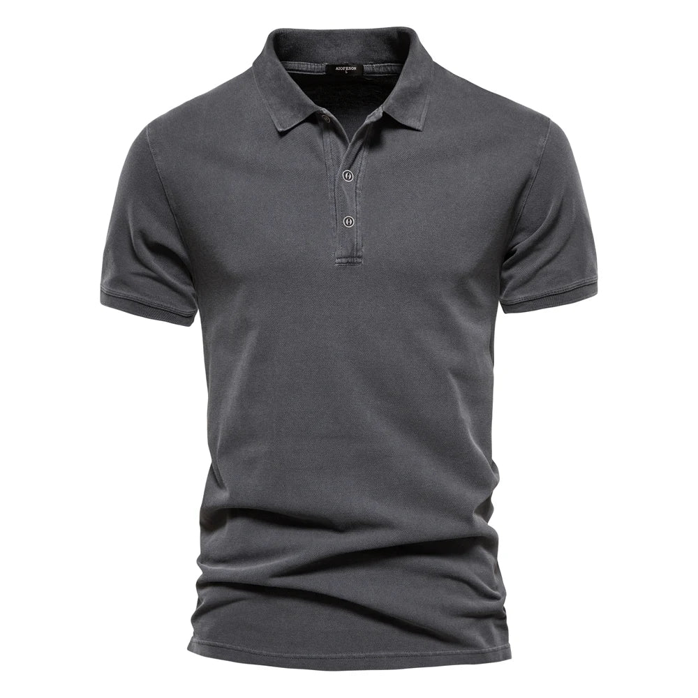 Polo Homme 100% Coton Couleur Unie Col Rabattu Manches Courtes Casual Streetwear Élégant Confortable Intemporel Fashion – Polo 100% Coton Premium Couleur Unie Col Rabattu | Mode Homme Polo Premium Streetwear