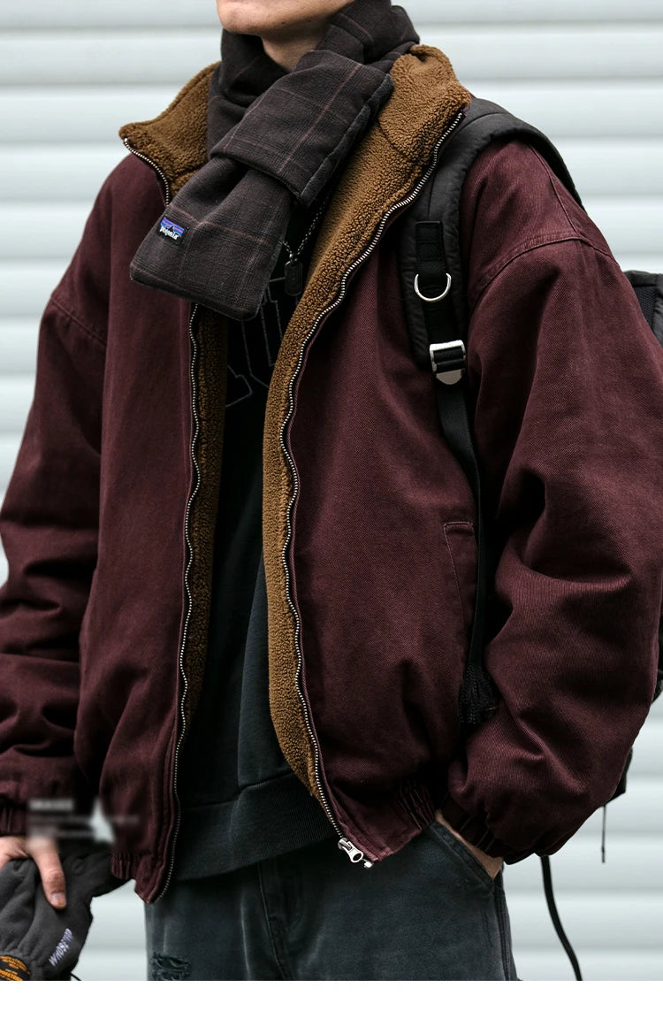 Vintage Japanische Herren Fleecejacke Winter Dick Loose – Koreanischer Streetwear-Paar-Trend Warm | Herren- & Damenmode