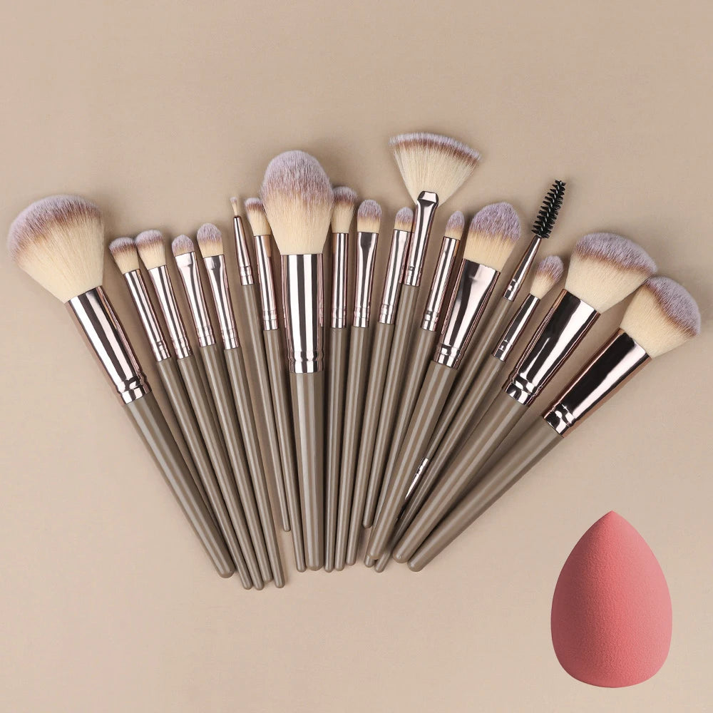 Set Pinceaux Maquillage Fluffy 3 à 20 Pcs – Poudre Libre, Fards & Blush | Brosse Fond de Teint Femme