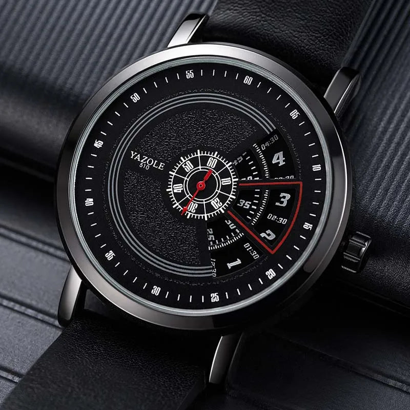 Montre Homme YAZOLE Quartz Bracelet PU Casual Unique – Étanche Fashion Tendance 2025