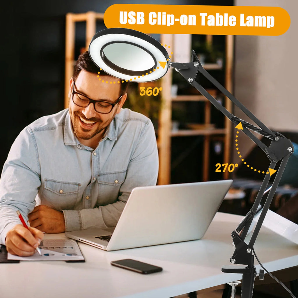 Loupe Lumineuse 72 LED USB 8X/10X – 3 Couleurs LED | Soin Beauté, Esthétique & Atelier | Lampe Loupe Professionnelle