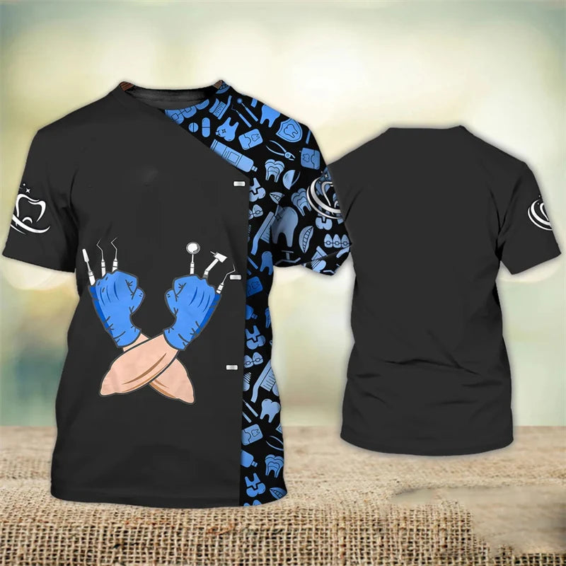 T-Shirt Dentiste Funny Cosplay Unisexe – Design Dent Mignon Col Rond Oversize Respirant Homme & Femme | Humour & Cadeau