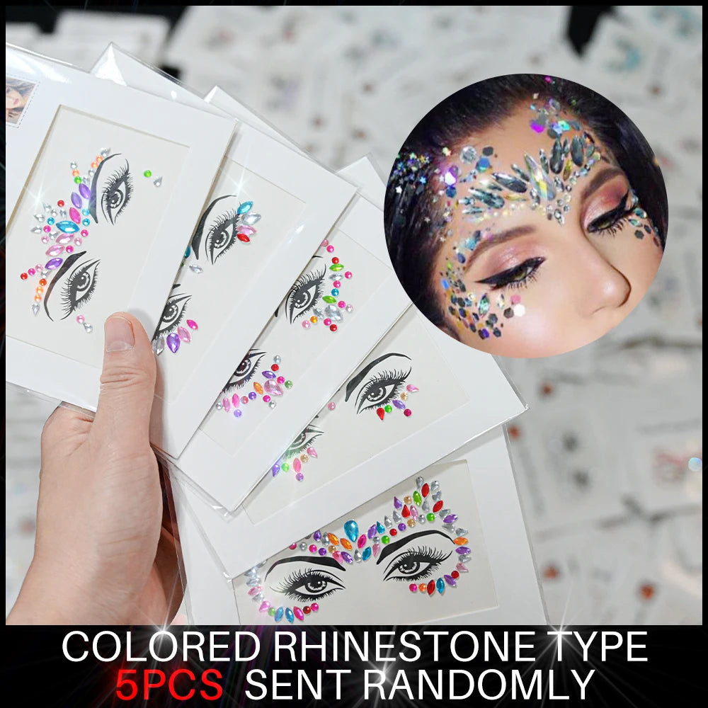 Stickers Strass Visage – Tatouages Temporaires Glitter Diamant | Fête & Maquillage