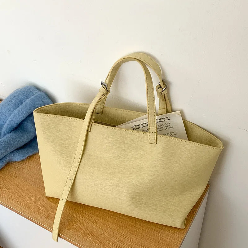 Tote Bag Femme Cuir PU Souple – Grand Sac Cabas Épaule Shopping Casual Qualité Premium