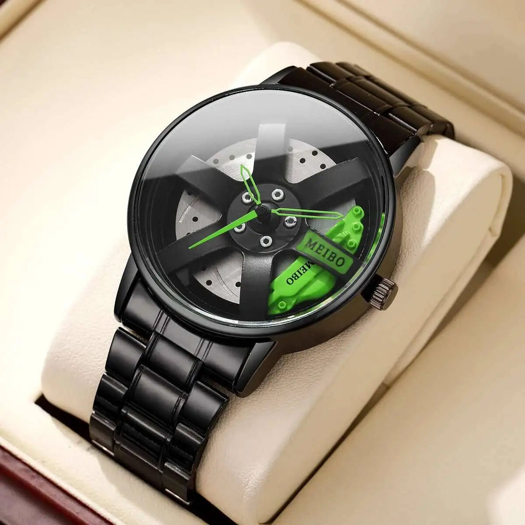 Montre Homme Sport Roue 3D Auto – Bracelet Acier Inoxydable Business Fashion