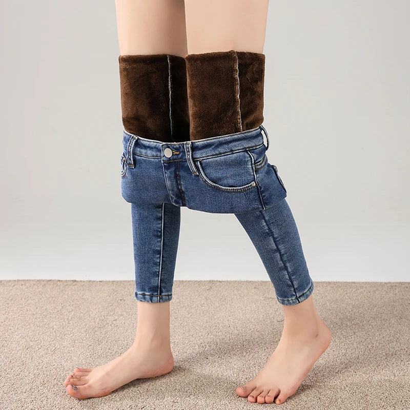Jean Thermique Femme Hiver Polaire Chaud – Skinny Crayon Stretch Velours | Style Coréen Slim Fit