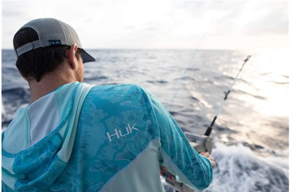 Chemise Pêche HUK Performance Manches Longues - Anti-UV, Cagoule & Séchage Rapide