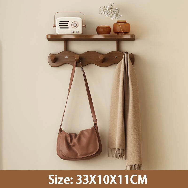 Porte-Manteau Mural Multifonction – Patère Entrée avec Étagère Crochets Vêtements Sacs Clés Écharpes