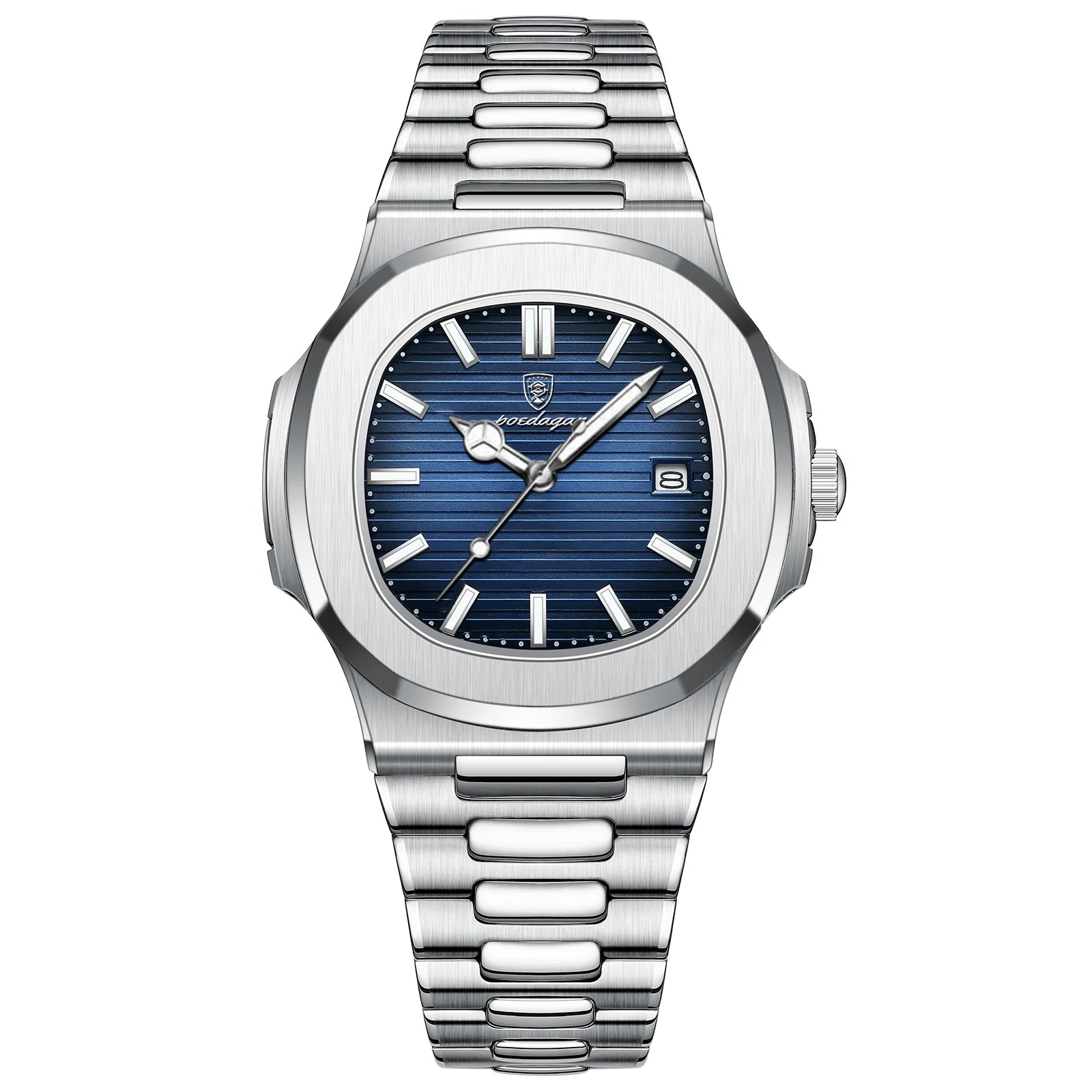 Montre Homme POEDAGAR Carré Luxe Quartz – Acier Lumineux Étanche Date Sport Business