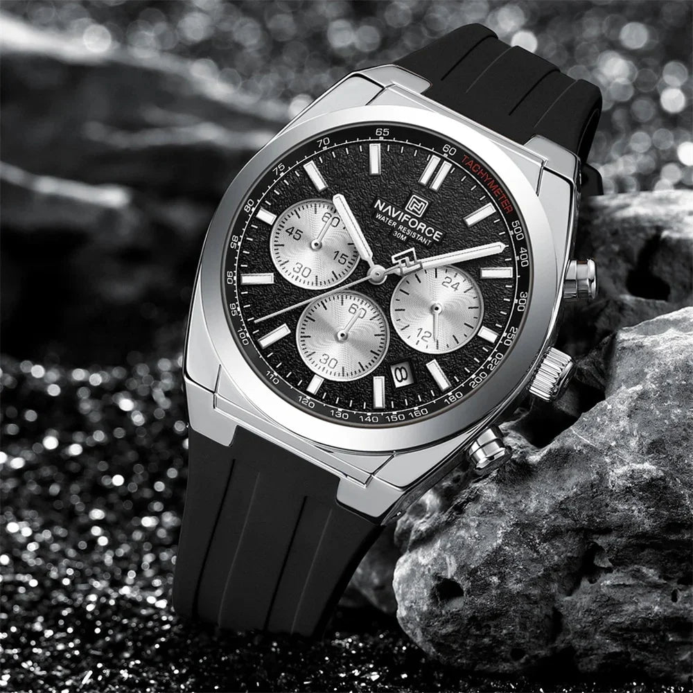Montre Homme Naviforce 8080 Chronographe Multifonction 2025 – Sport Militaire Luxe Quartz