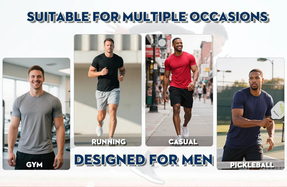Lot 5 Sport T-Shirts Herren Schnelltrocknend Kurzarm Gym Laufen Outdoor Leicht Streetwear Fitness – 5er Pack | Premium Sport Herrenmode