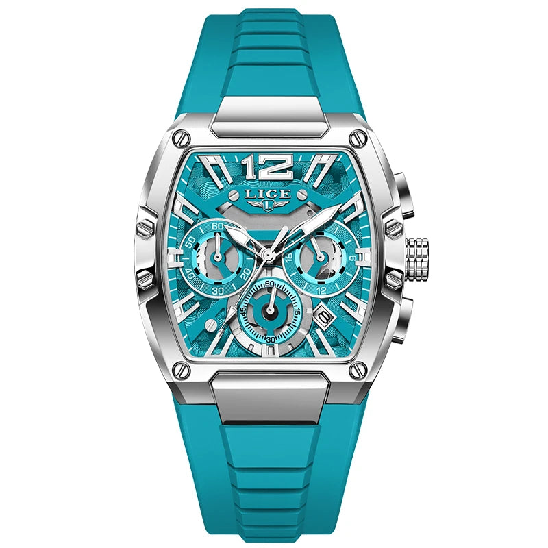 Montre Homme LIGE Sport Quartz Silicone Squelette Lumineux Calendrier – Étanche Outdoor Fashion