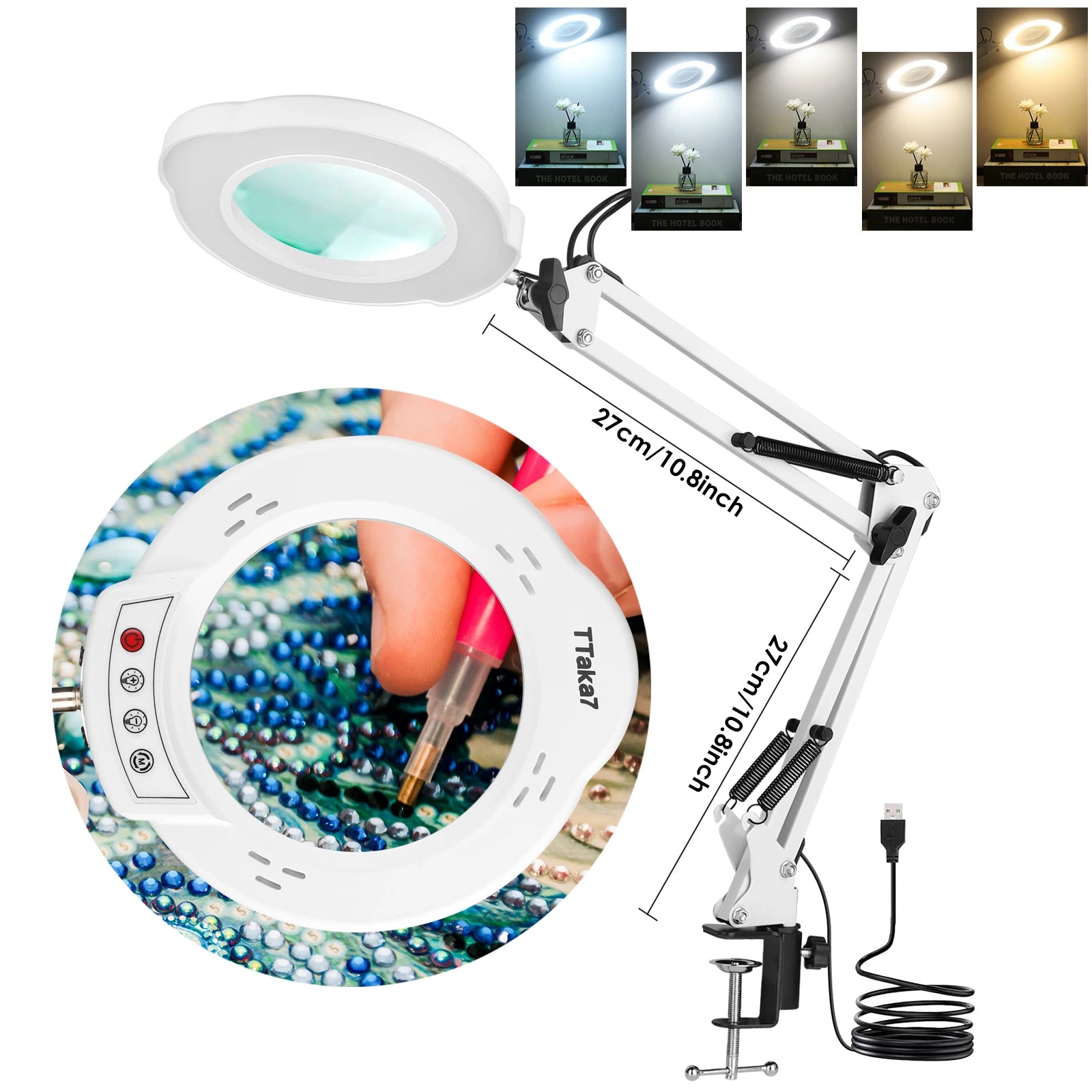 Loupe Lumineuse 72 LED USB 8X/10X – 3 Couleurs LED | Soin Beauté, Esthétique & Atelier | Lampe Loupe Professionnelle