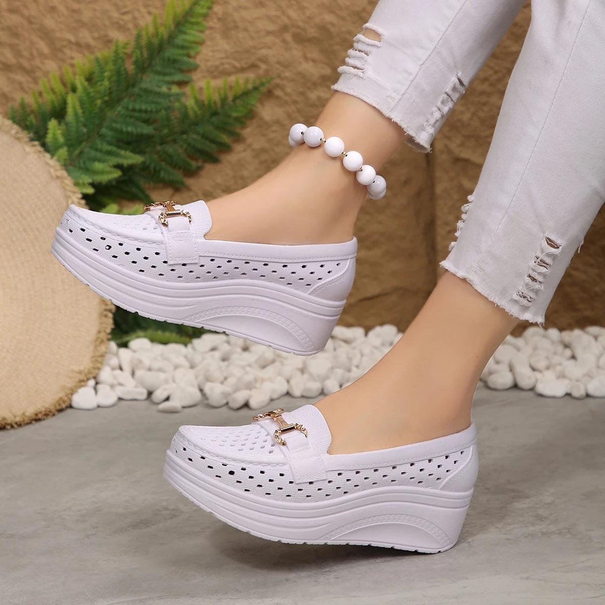 Chaussures Sport Wedge Semelle Épaisse Non-Slip Femme – Respirantes Sexy Travail Printemps