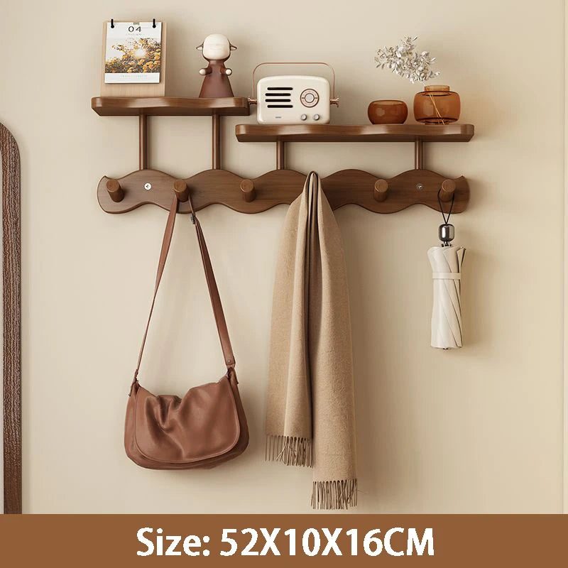 Porte-Manteau Mural Multifonction – Patère Entrée avec Étagère Crochets Vêtements Sacs Clés Écharpes