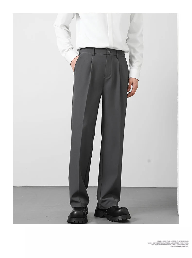 Pantalon Homme Casual Business Style Coréen Taille Élastique – Noir Marron Gris Kaki Grande Taille S-4XL Automne | Mode Homme Élégant