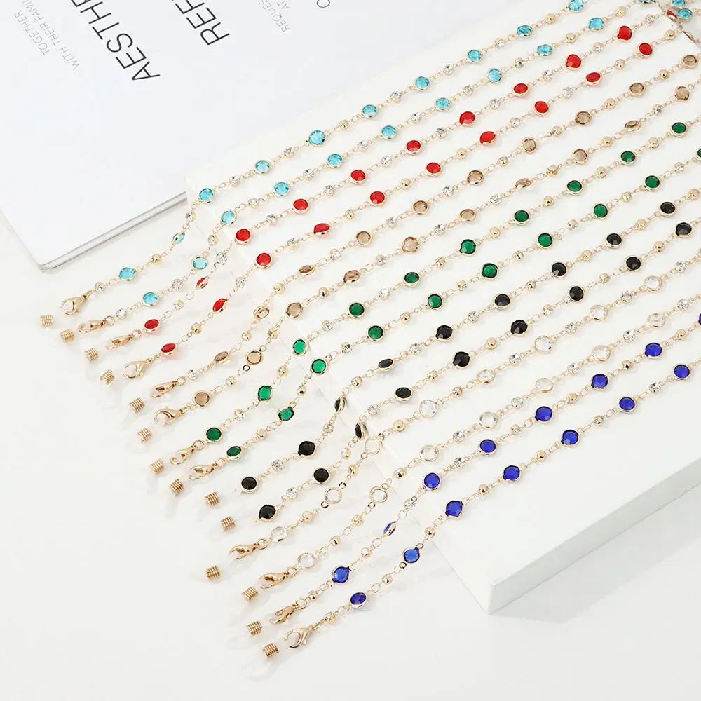 Chaîne de Lunettes Cristal Colorée – Cordon Lunettes de Soleil & Collier Tendance | Accessoire Femme