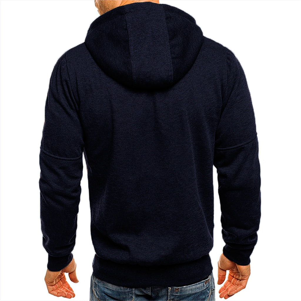 Hoodie Zippé Homme Couleur Unie – Veste Sport Casual Confortable Manches Longues Printemps Automne | Mode Homme Premium