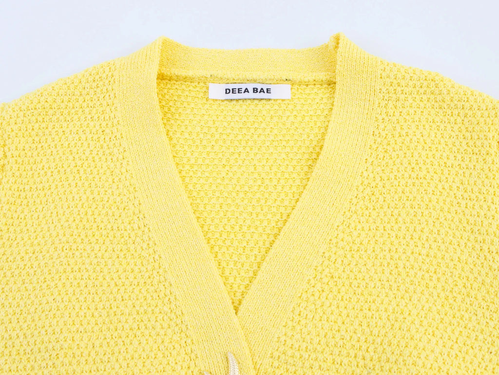 Cardigan Tricoté Col V Style Japonais - Doux Polyvalent Couleur Unie Été Femme | DEEABAE 2025