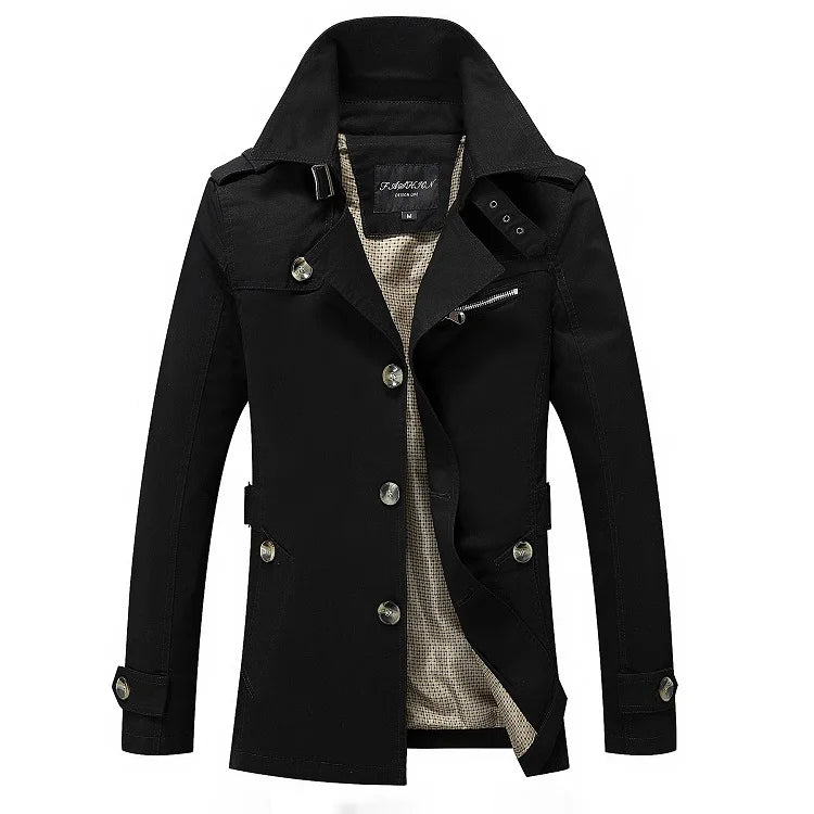 Trench Coat Homme Casual Business Coupe-Vent Simple Boutonnage Grande Taille Élégant Intemporel | Trench Premium