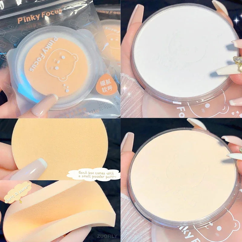 Poudre Compacte Visage avec Puff – Fond de Teint Lisse Correcteur Pores | Illuminateur Blanchissant Cosmétique