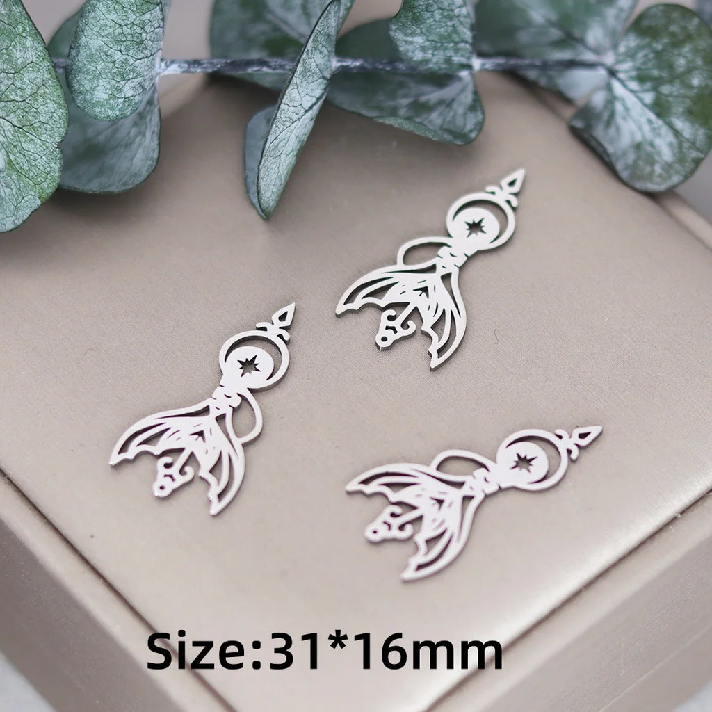 Lot 3 Breloques Animaux Acier Titane DIY – Renard, Lapin, Chat, Cygne, Dragon, Serpent & Plus | Pendentifs Bijoux Fait Main Bracelet & Collier