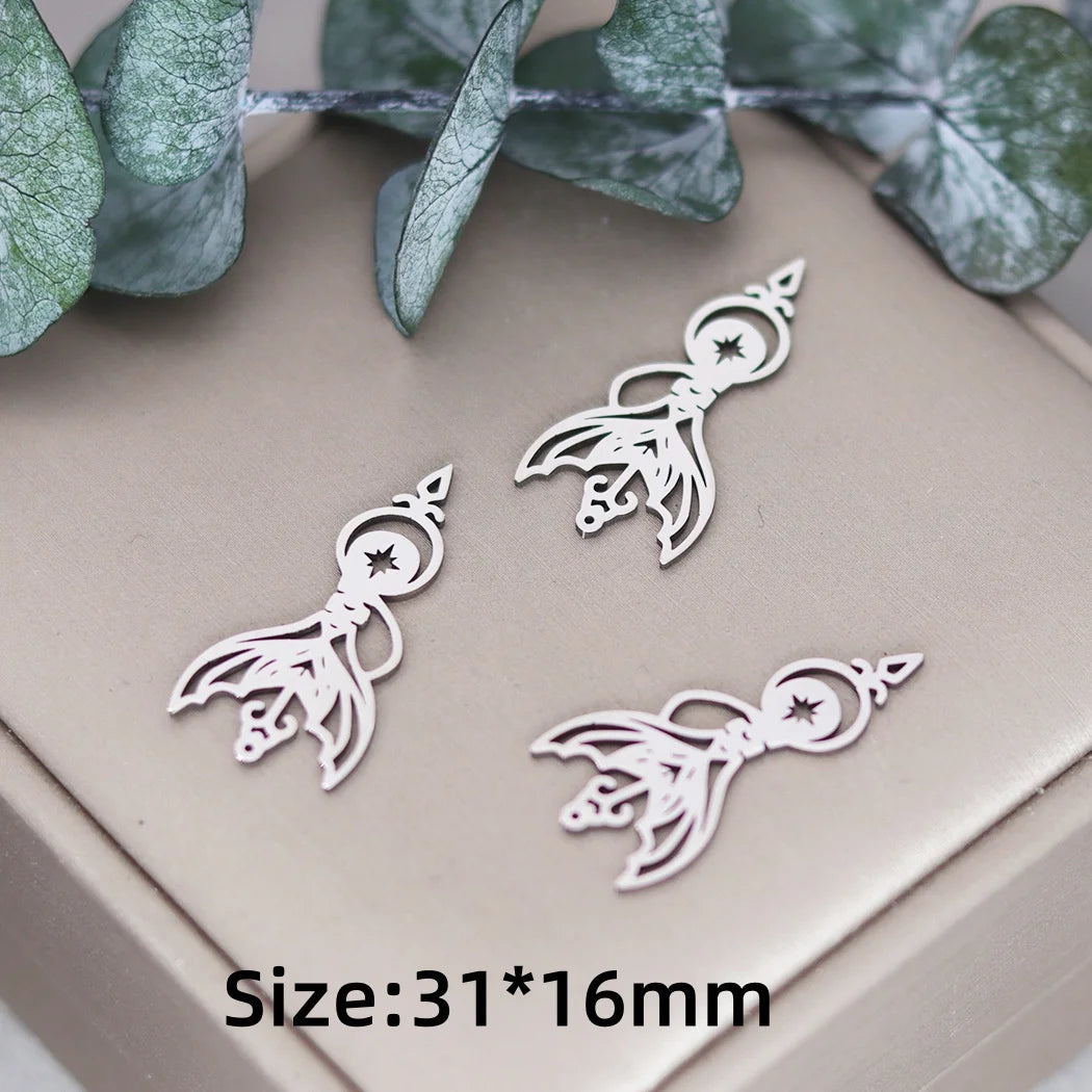 Lot 3 Breloques Animaux Acier Titane DIY – Renard, Lapin, Chat, Cygne, Dragon, Serpent & Plus | Pendentifs Bijoux Fait Main Bracelet & Collier