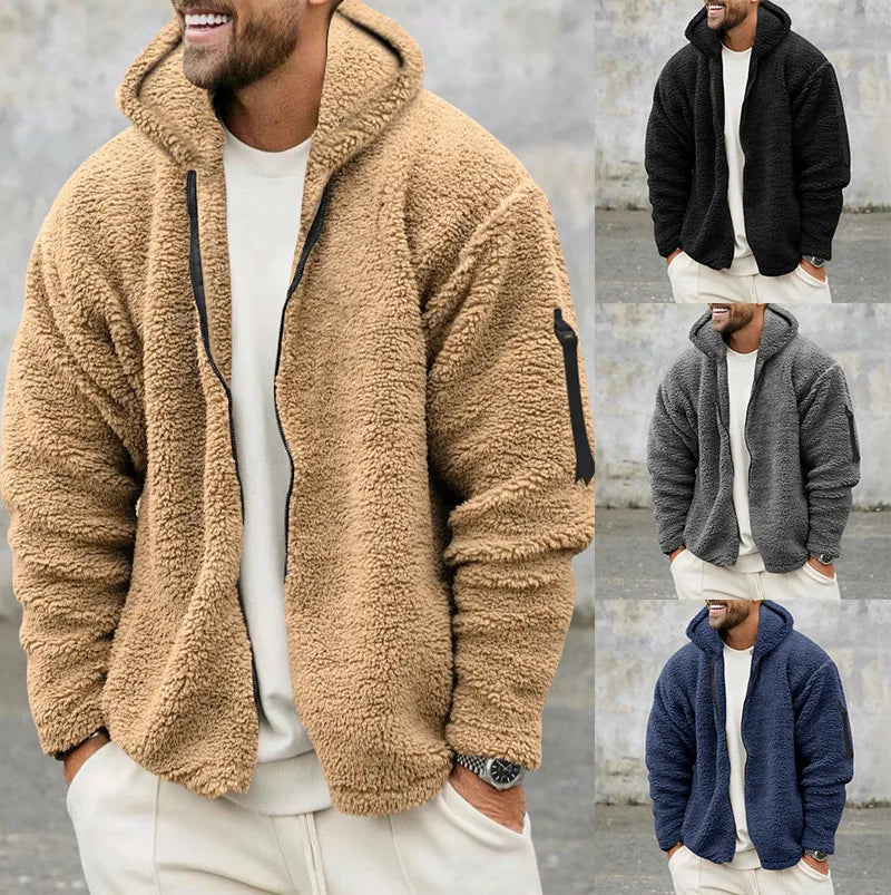 Veste Homme Automne Hiver Polaire Double Face Chaude Capuche Loose Casual Coupe-Vent – Manteau Chaud Tendance Saison Froide | Mode Homme Premium