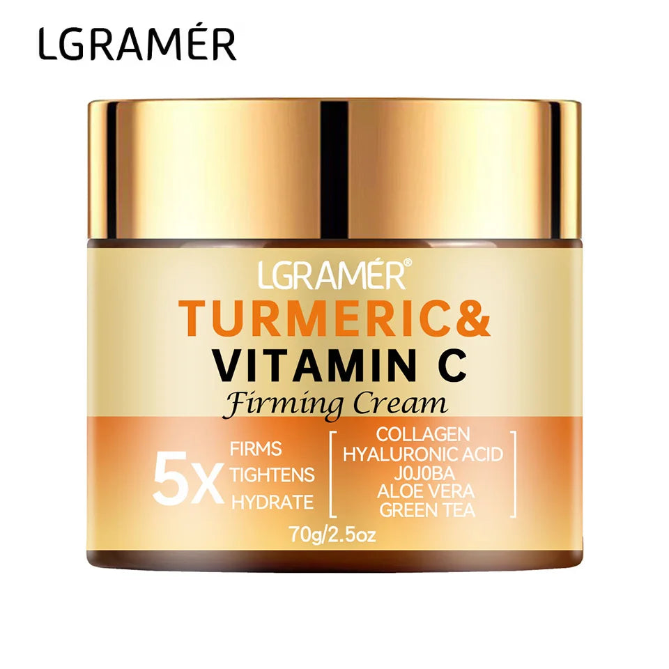 Crème Visage Curcuma & Vitamine C – Anti-Rides, Éclat & Raffermissante | Collagène & Soin Blanchissant