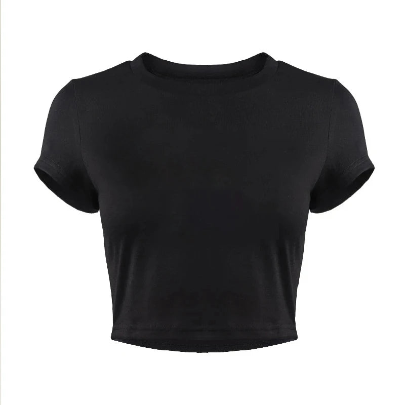 Crop Top Femme Y2K Harajuku Imprimé I Love ME Manches Courtes Sexy Vintage 2000s – T-Shirt Court Été | Streetwear