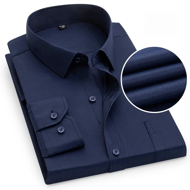 Chemise Homme Formelle Manches Longues Bureau Uni Mode Business Poche Sociale Bleu Blanc Grande Taille S-5XL – Élégante & Professionnelle | Mode Homme Premium