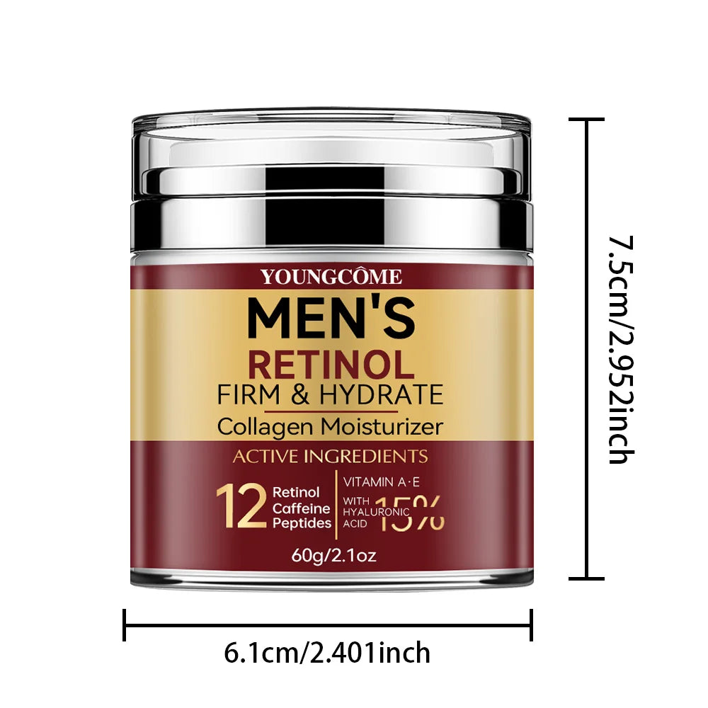 Crème Visage Rétinol Homme - Fermeté, Anti-Rides & Hydratation Collagène