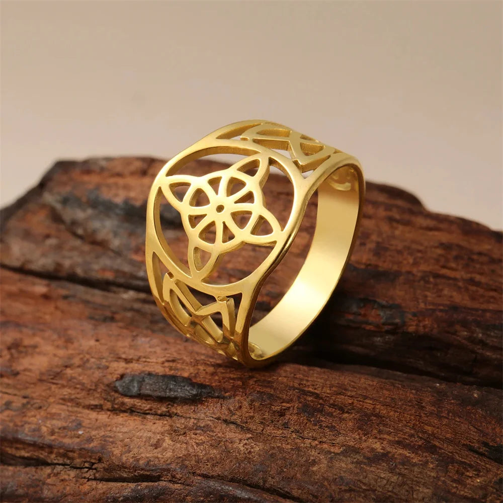 Bague Nœud Celtique Acier Inoxydable — Amulette Protection Wicca Couple