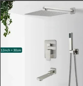 Système Douche LED Encastré – Pluie & Cascade, Bec Baignoire Pivotant, Mitigeur Eau Chaude & Froide | Salle de Bain Design