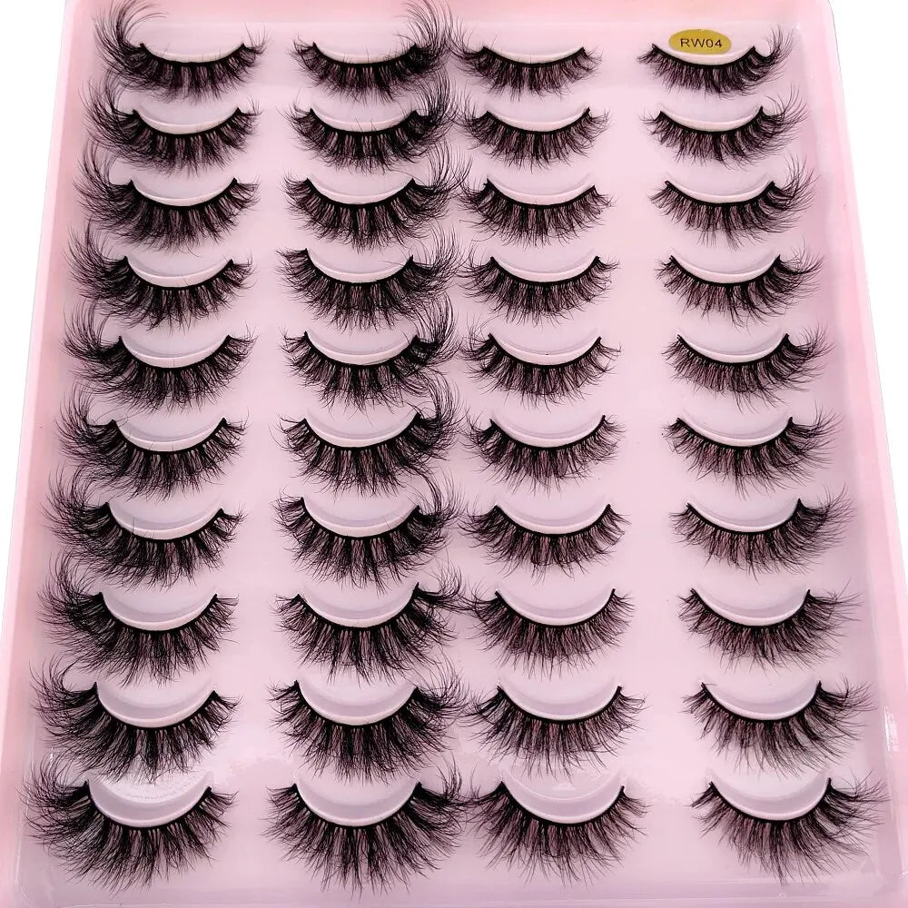 Lot 20 Paires Faux Cils Naturels 3D Vison – Extension Cils Longue Tenue | Maquillage Regard Envoûtant