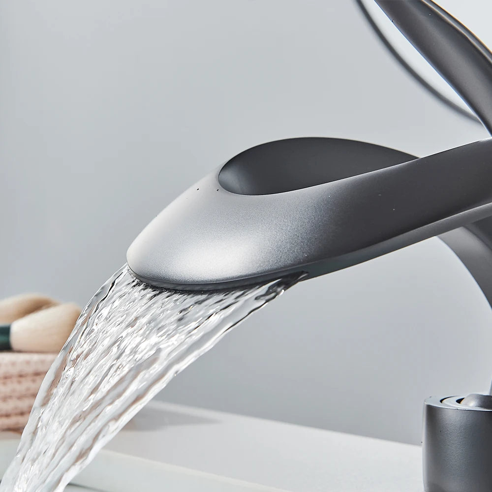 Black Brass New-Style Basin Faucet Bathroom Mixer Tap Hot Cold Water Deck Mounted Gold Luxury Sink Faucet