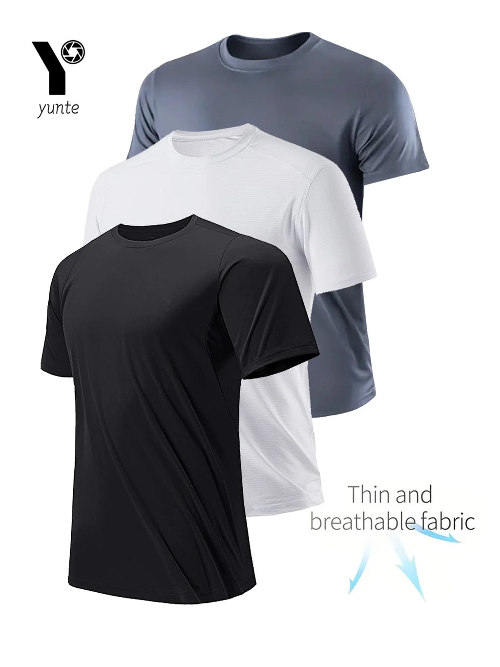 T-Shirt Sport Homme Ultra-Léger Séchage Rapide – Noir, Blanc & Gris | Carreaux Légers | Fitness, Gym & Running | Respirant