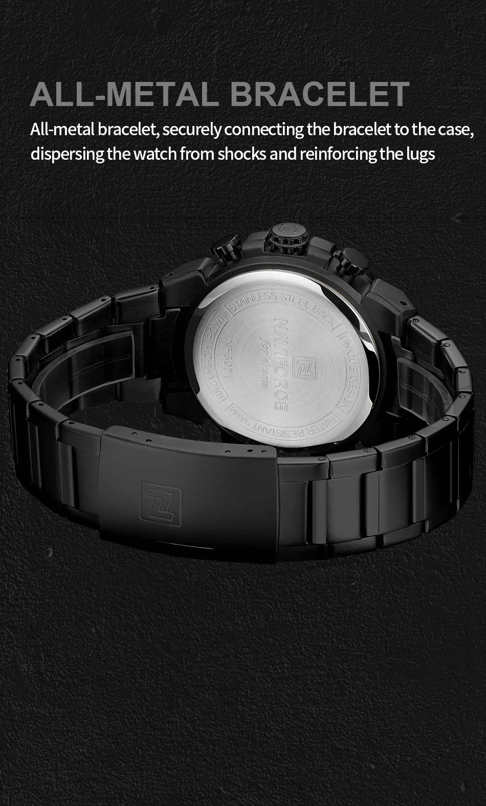 Montre Homme NAVIFORCE Chronographe Sport Militaire Calendrier Quartz – Étanche Fashion