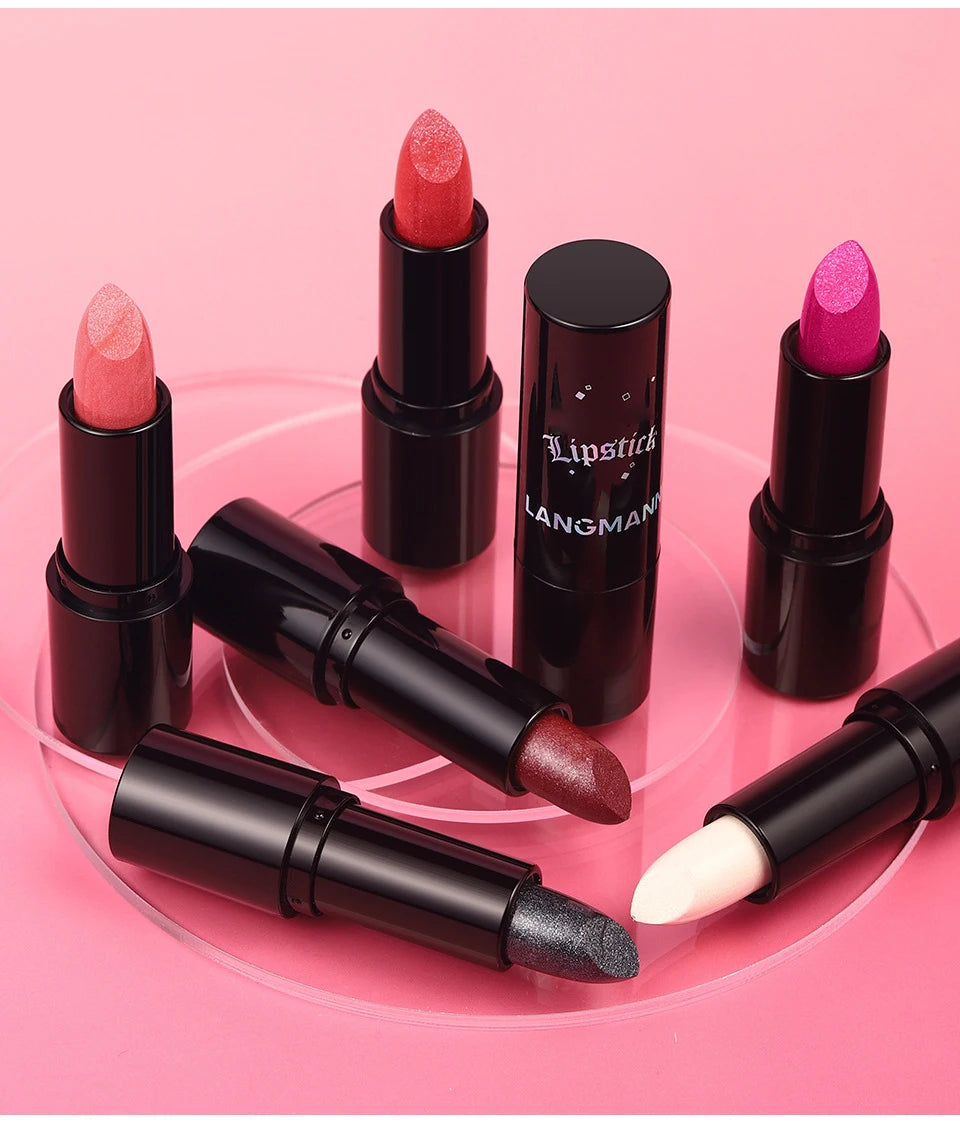 Rouge à Lèvres Métallique Nacré 7 Couleurs – Waterproof Longue Tenue | Diamant Brillant
