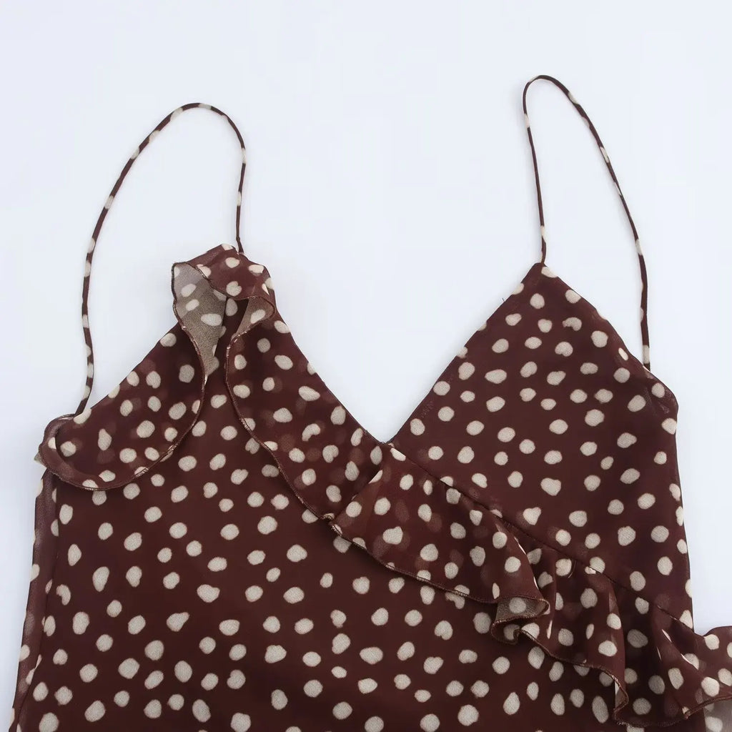 Robe Bretelles Femme À Pois Style Européen Américain Sans Manches Superposée Élégante – Robe Casual Chic Été | Mode