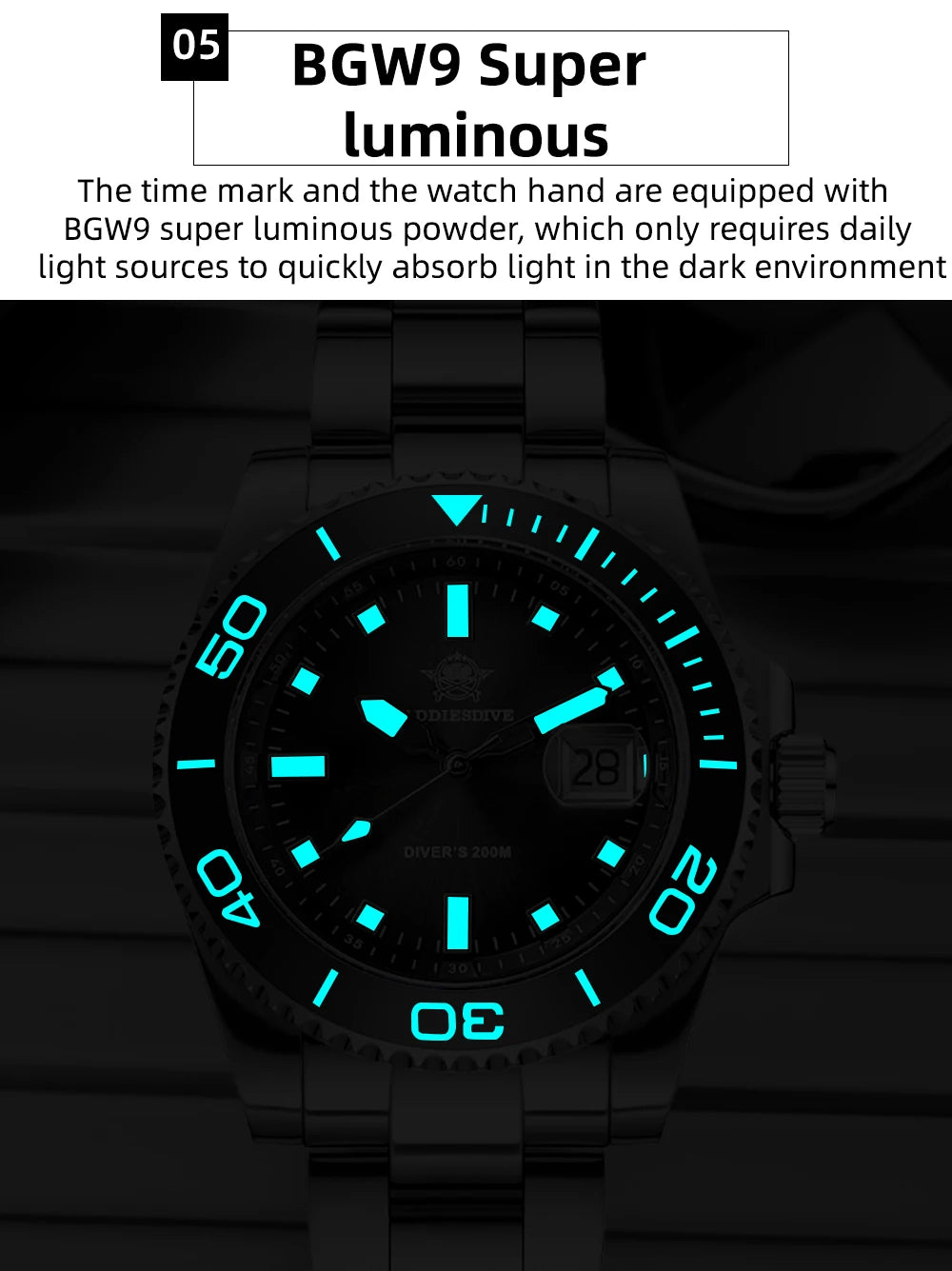 Montre Homme ADDIESDIVE AD2089 Quartz 2025 – Super Lumineuse Étanche 200M Silicone Luxe