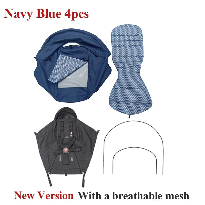 Kit 3 Pièces Accessoires Poussette YOYO/Yoya – Canopy 175° + Housse Siège + Matelas Ajustable Anti-UV
